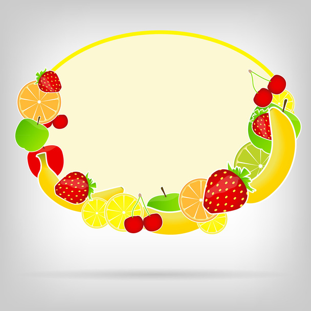 Frame with fresh fruits vector illustration - Vector, Image