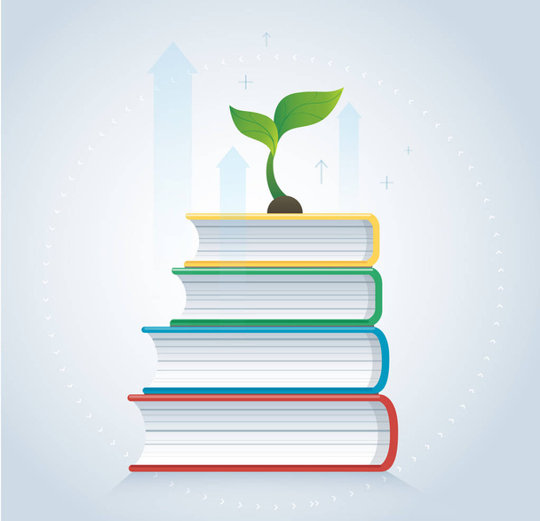 wzrostu roślin na ilustracji wektorowych projekt ikonę książki, koncepcje edukacji  - Wektor, obraz