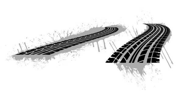 Seamless tire tracks, tread marks vector set. Mark from tire, illustration of print tire - Vector, Image
