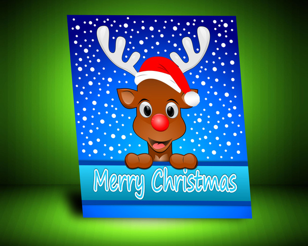 Reindeer with santa hat wishing Merry Christmas - Photo, Image