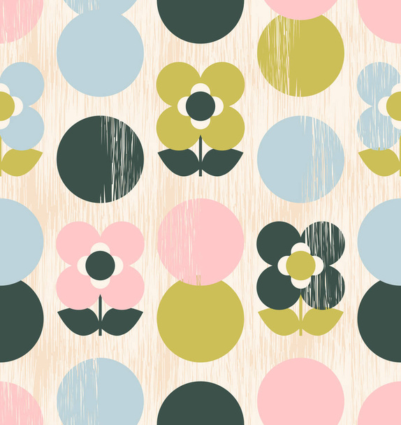 seamless pattern with flowers and dots - ベクター画像