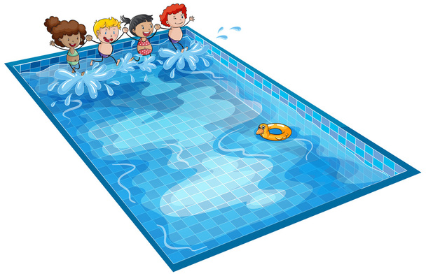 kids in swimming tank - Vector, Image