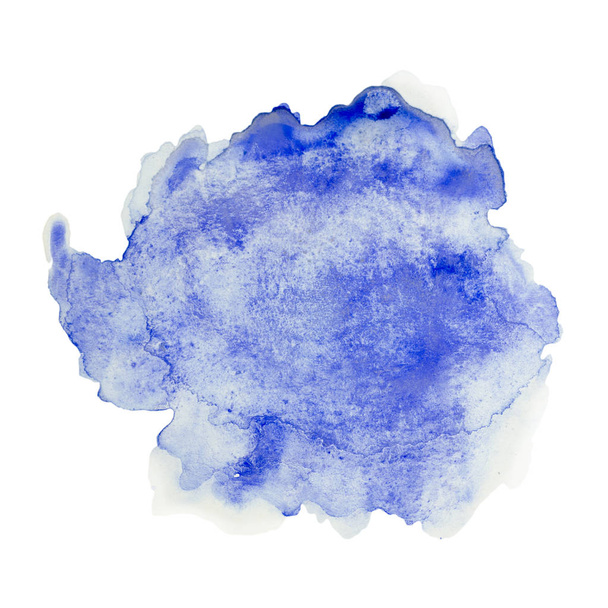 Couleur bleu éclaboussure aquarelle peinte à la main isolée sur fond blanc, décoration artistique ou fond
 - Photo, image