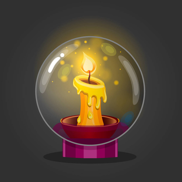Burning candle in a glass bowl - Vector, imagen