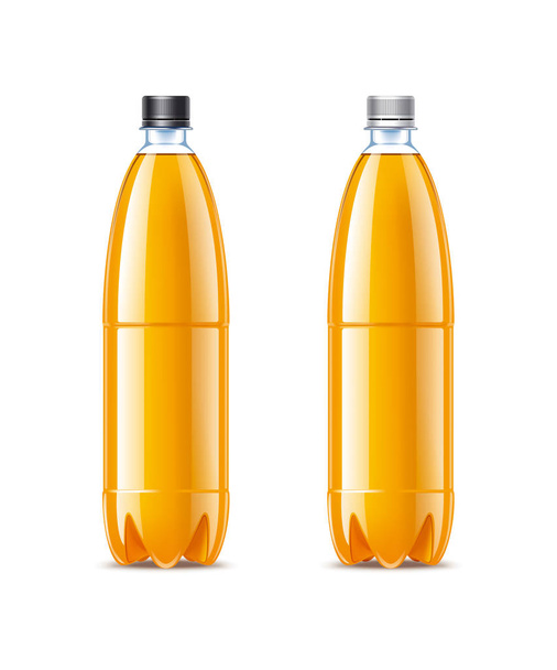 Blank plastic bottles 1,5L with orange juice  - Photo, Image