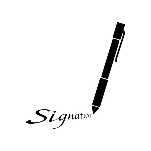 μεγάλο μαύρο στυλό και Επιγραφή υπογραφή - Διάνυσμα, εικόνα