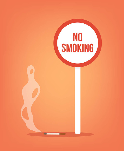 No smoking red round sign icon. Vector flat cartoon illustration - Vector, Image