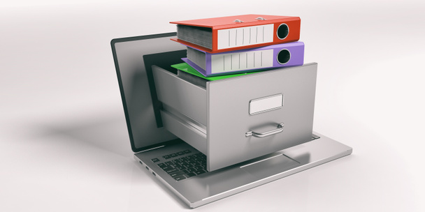 Conceito de armazenamento de dados para laptop. ilustração 3d
 - Foto, Imagem