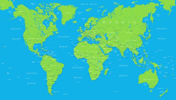 Винтажная карта мира - векторная иллюстрация
 - Вектор,изображение