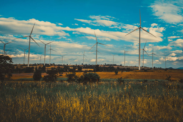 Ферма ветряных турбин, концепция ветряной энергетики
. - Фото, изображение