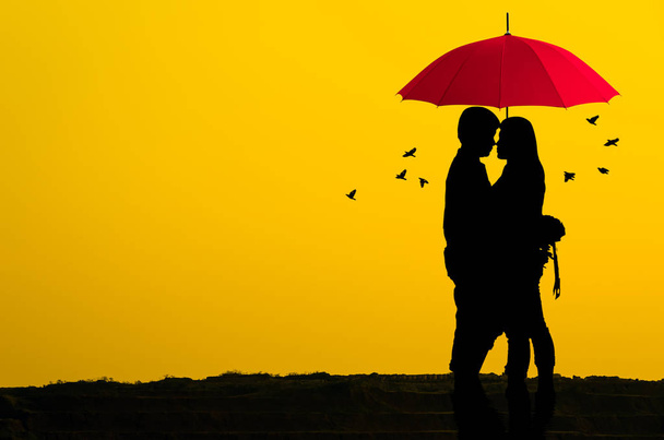 Silhouettes de couple romantique
 - Photo, image