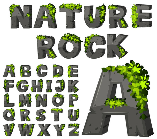 Font design with rock texture - Vektor, Bild