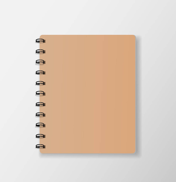 top view notebook on white desk background blank paper cover vec - Vector, Image