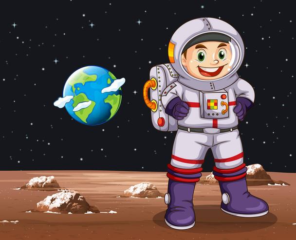 Астронавт, стоящий на планете
 - Вектор,изображение