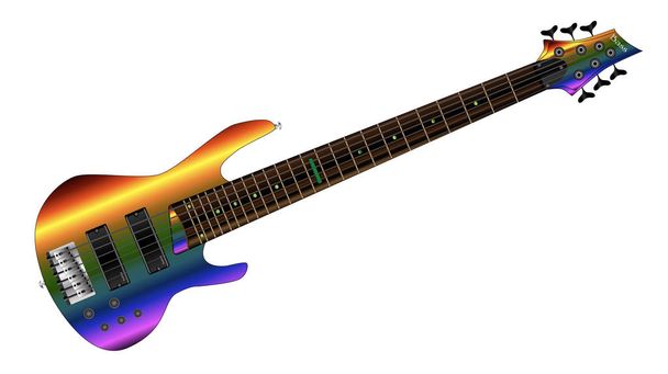 Regenbogen Big Neck Bassgitarre - Vektor, Bild