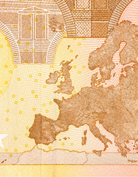 Евро-банкнота в макро-кадре
. - Фото, изображение