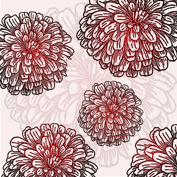 Grandes fleurs rouges moelleuses - texture vintage
 - Vecteur, image