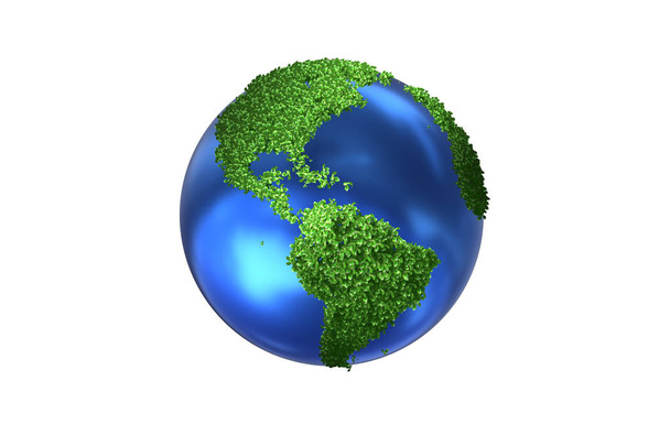 Earth globe in groene omgeving concept - 3d rendering - Foto, afbeelding