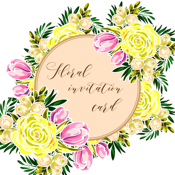 Floral invitation card - Vektor, Bild