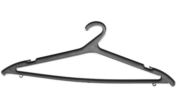 Black plastic Coat hanger isolated on a white background - Photo, Image