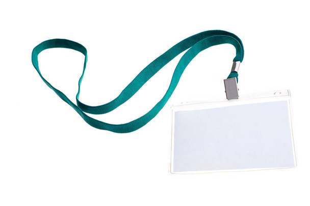 neck badge isolated on white with blank Identification card - Photo, Image