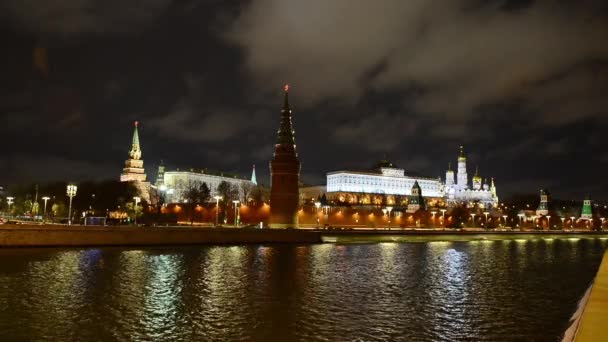 weergave van het kremlin van Moskou in de winternacht. Rusland - Video