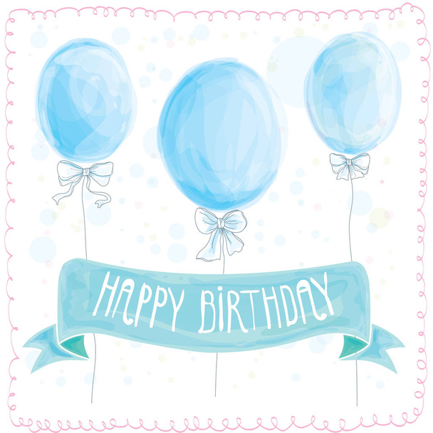 Happy birthday greeting card. Balloons  - Vektor, Bild