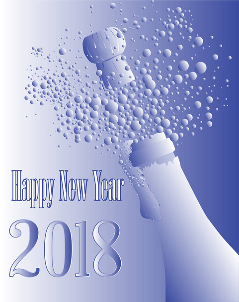 Blue and White2018 Bottle - Vector, Image