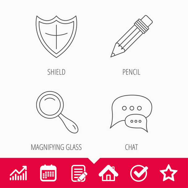 Chat speech bubbles, magnifier and pencil icons. - Διάνυσμα, εικόνα