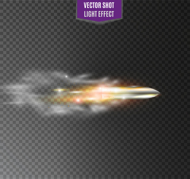 flying bullet.the movement of a bullet on a transparent background - Vetor, Imagem