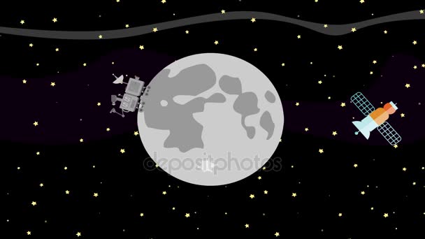 Satelitarnej i Rover miejsca zbierania danych z księżyca - Materiał filmowy, wideo
