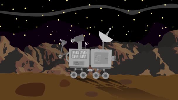 Космический ровер на планете Марс ночью
 - Кадры, видео