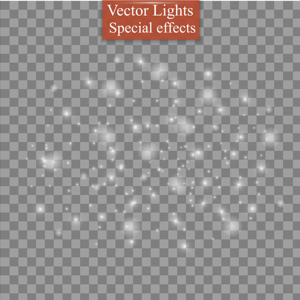 Dust on a transparent background.bright stars.The glow lighting effect. - Vector, Image