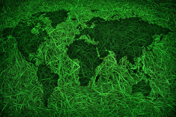 Green grass world map - Foto, Imagen