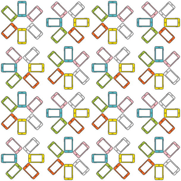 Seamless pattern made of colorful mobile phone, bright colors - Vector, Image