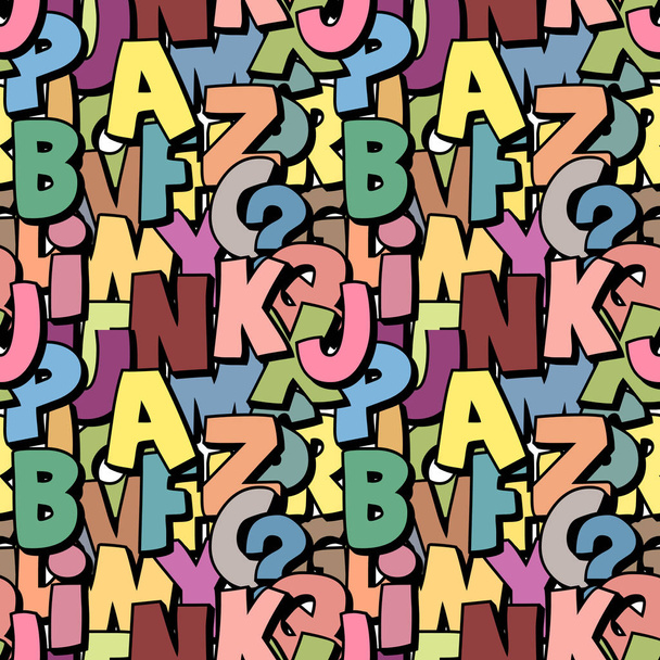nahtloses Alphabet-Muster aus farbenfrohem Overlay-Abc-Zeichen - Vektor, Bild