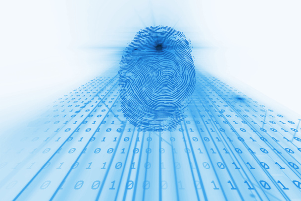 Fingerprint Scanning on blue technology  Illustration - Photo, Image