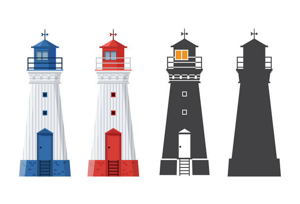 Lighthouse Icon in Flat and Outline Style - Vecteur, image