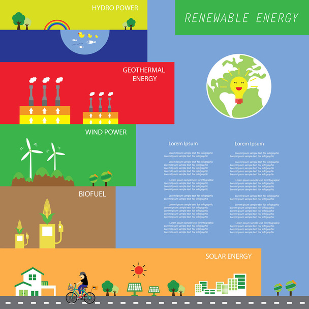 info chart of renewable energy - Vettoriali, immagini