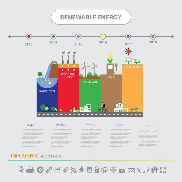 info chart of renewable energy - Vector, imagen
