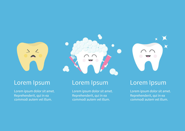 dientes en diferentes etapas mostrando emociones
 - Vector, imagen