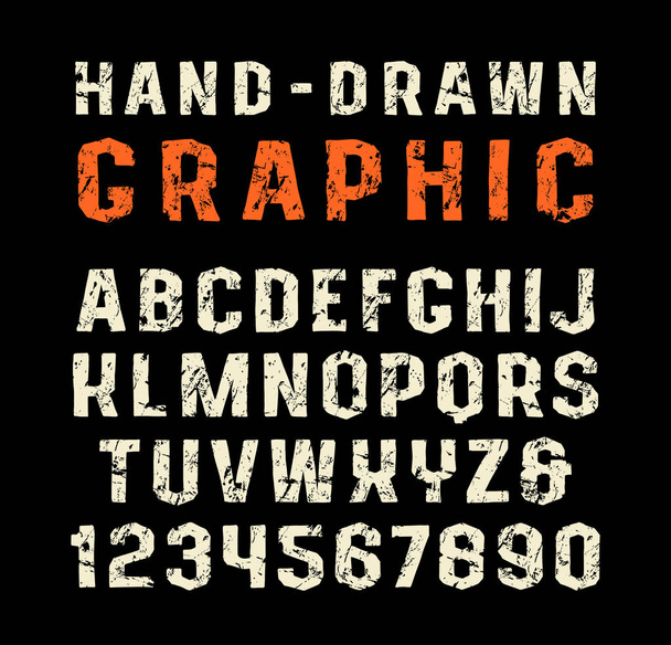 Sanserif-fontti käsintehdyn grafiikan tyyliin
 - Vektori, kuva