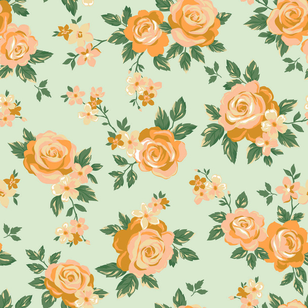 vector seamless delicate botanical roses flower pattern - Διάνυσμα, εικόνα