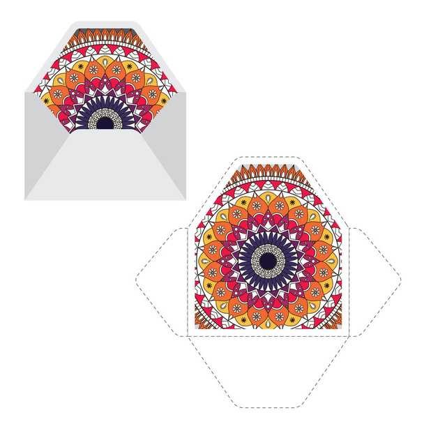 Mandala patroon papieren hoes sjabloon - Vector, afbeelding