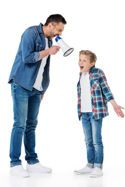 Parent and child with megaphone  - Fotó, kép