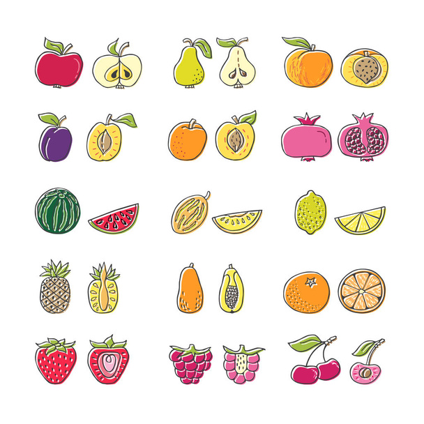 Icono dibujado a mano de fruta en estilo plano
 - Vector, Imagen