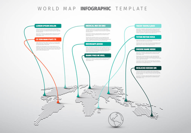 πρότυπο infographic του παγκόσμιου χάρτη - Διάνυσμα, εικόνα