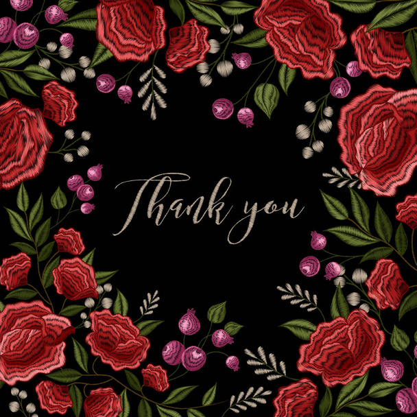 Floral Embroidery Frame Background Design - Vector, Image