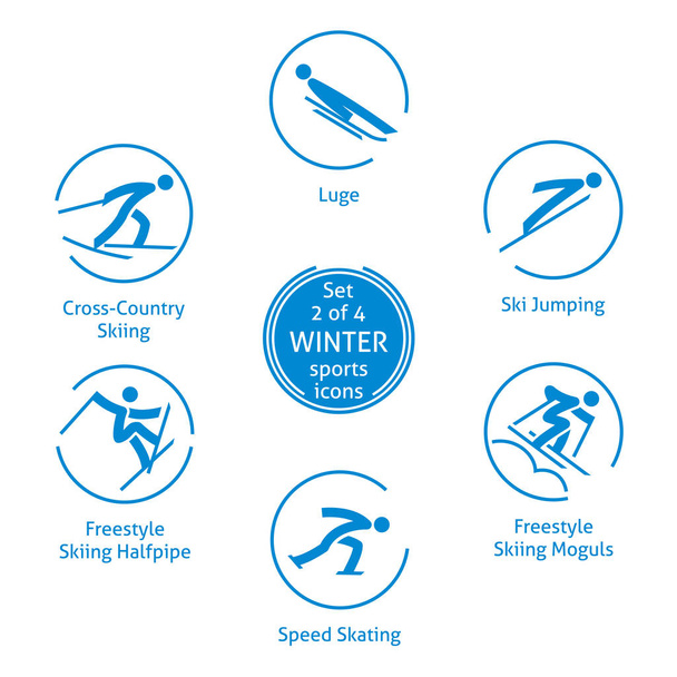 Conjunto de iconos de deportes de invierno, 2 de 4, pictogramas vectoriales
 - Vector, imagen
