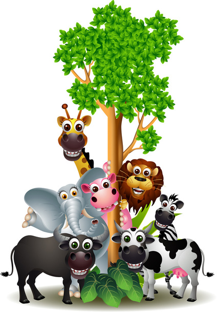 Various funny cartoon safari animal - Vector, Image
